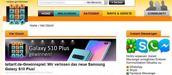 Samsung Galaxy S10+ Smartphone Gewinnspiel teltarif.de