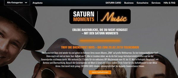 Saturn Gewinnspiel Backstreet Boys Lissabon Konzert Reise