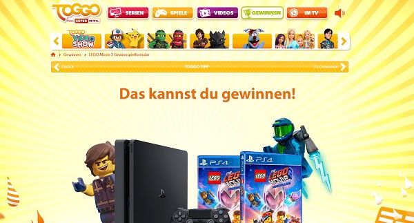 Super RTL Toggo Gewinnspiel Playstation 4 Lego Movie