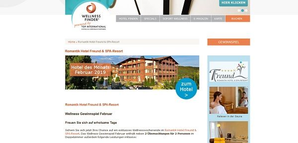 Wellness-Finder Reise Gewinnspiel Wellness-Hotelaufenthalt gewinnen