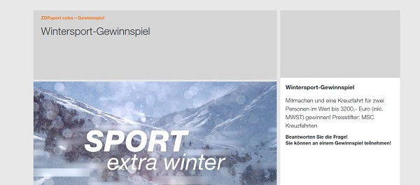 ZDF Wintersport Gewinnspiel Februar 2019 MSC Kreuzfahrt gewinnen