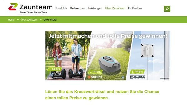 Zaunteam Gewinnspiel Segway oder Rasenmähroboter