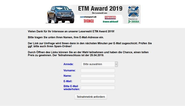 Auto-Gewinnspiel Eurotransport Leserumfrage Ford Ranger Limited