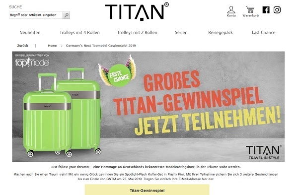 Gewinnspiel Titan Koffer-Shop Spotlight-Flash Koffer-Set