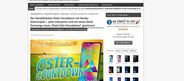 Handy Raketen Frühlings-Gewinnspiel Samsung Smartphone gewinnen