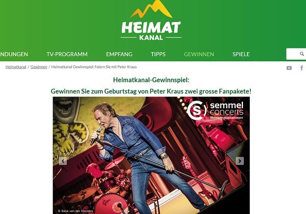 Heimatkanal Gewinnspiel Peter Kraus Fanpakete gewinnen