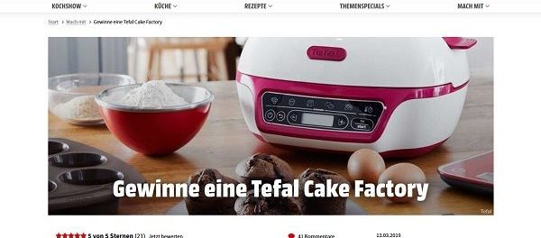 Koch Mit Gewinnspiel Tefal Cake Factory Kuchenbackautomat