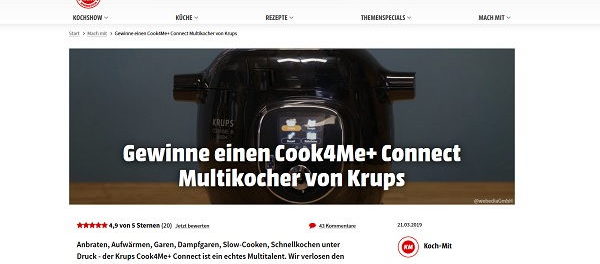 Krups Cook3Me+ Multikocher Gewinnspiel Koch Mit