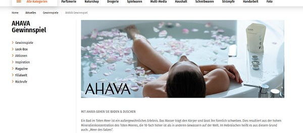 Müller Gewinnspiele AHAVA Bade- und Duschsets