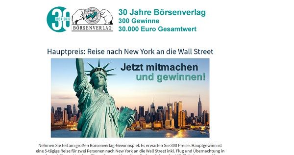 New York Reise Gewinnspiel Börsenverlag