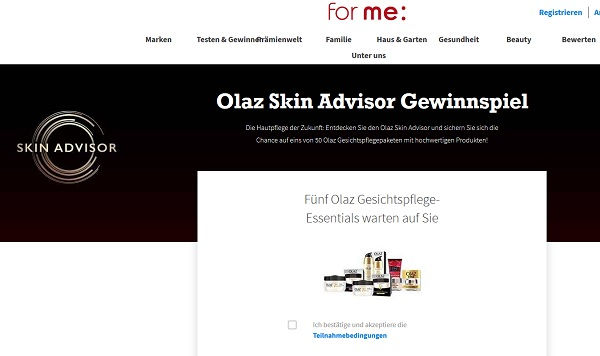 Olaz Skin Advisor Gewinnspiel for me online