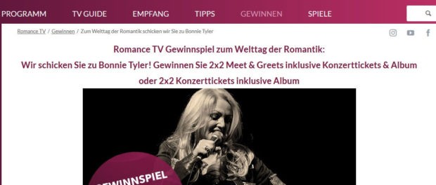 Romance TV Gewinnspiel Bonnie Tyler Konzerttickets