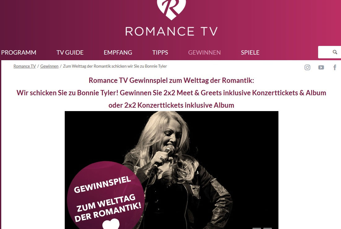 Romance TV Gewinnspiel Bonnie Tyler Konzerttickets