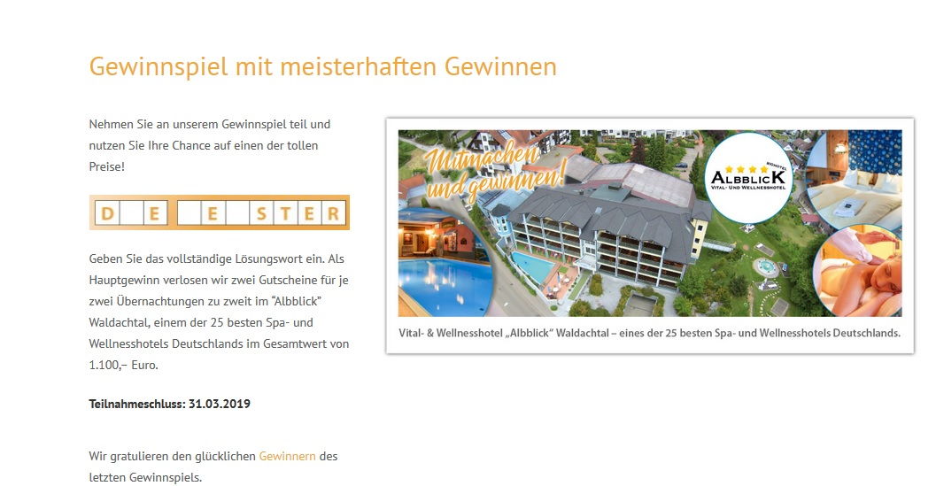 Wellness Urlaub Gewinnspiel Die Meister sind wir