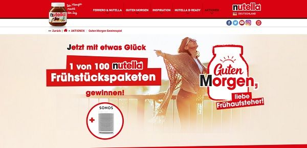 nutella Gewinnspiel 100 Frühstückspakete Sonos One Smart Speaker