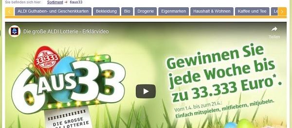 ALDI Süd Gewinnspiel jede Woche 33.333 Euro gewinnen