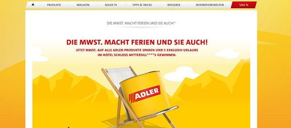 Adler Farbenmeister Gewinnspiel 5 Urlaubsgutscheine je 2.000 Euro