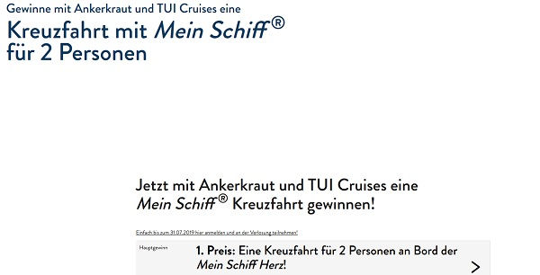 Ankerkraut Gewinnspiel Mein Schiff Kreuzfahrtreise