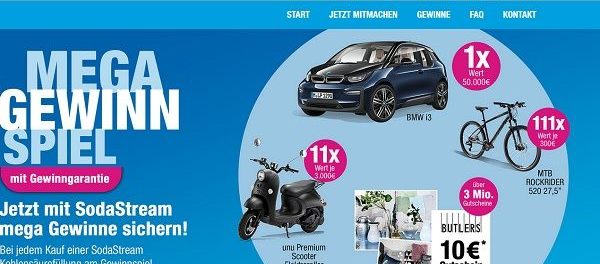 Auto-Gewinnspiel Sodastream BMW i3 Elektroauto