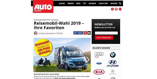 Auto Zeitung Gewinnspiel Reisemobil-Wahl 2019