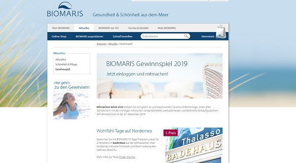 Biomaris Reise-Gewinnspiel Norderney Wohlfühltage