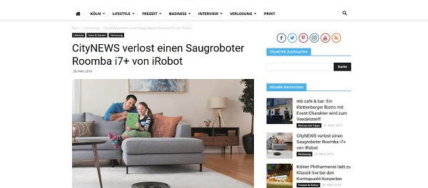 CityNews Gewinnspiel iRobot Saugroboter Roomba i7+