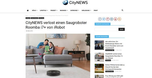 CityNews Gewinnspiel iRobot Saugroboter Roomba i7+