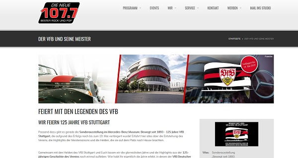 Die neue 107.7 Gewinnspiel exklusive VfB Stuttgart Tickets