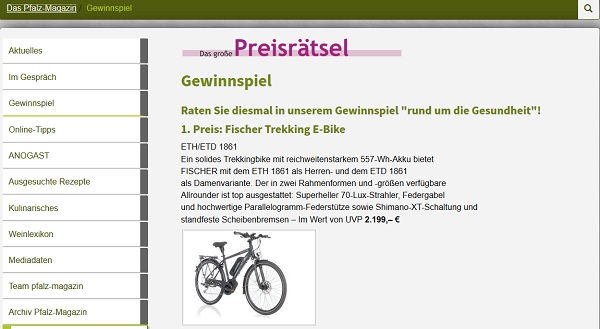 E-Bike Gewinnspiel Pfalz Magazin