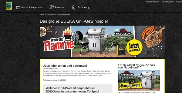 Edeka Grill Gewinnspiel Gas-Grill und weitere Sachpreise