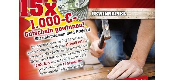 Geld-Gewinnspiel Sonderpreis Baumarkt 15 mal 1.000 Euro