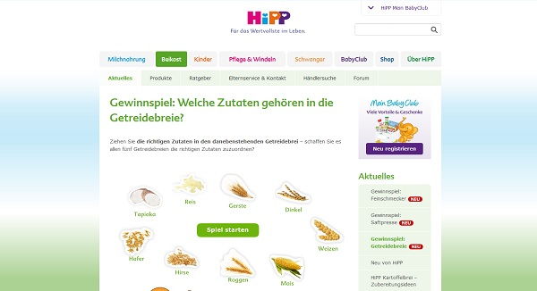 Hipp Gewinnspiel Baby Brei Pakete gewinnen