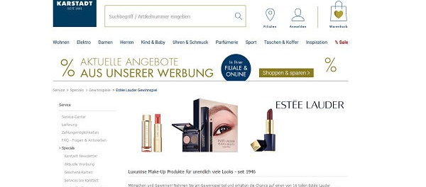 Karstadt Gewinnspiel Estee Lauder Kosmetik-Sets