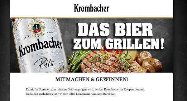 Krombacher Pils Gewinnspiel Napoleon Grill Verlosung