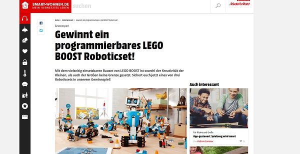 Lego Boost Roboticset Gewinnspiel bei Smart Wohnen