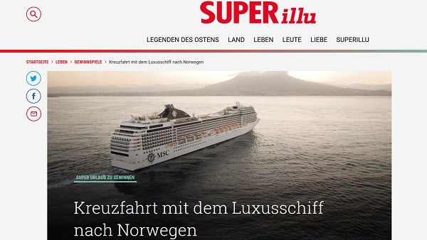 Luxus-Norwegen Kreuzfahrt Gewinnspiel Superillu und MSC