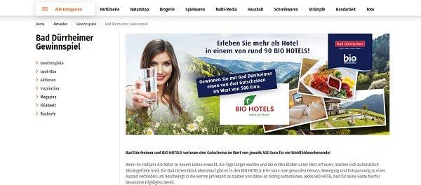 Müller Drogerien Gewinnspiel Bad Dürrheimer Bio Hotels Gutscheine