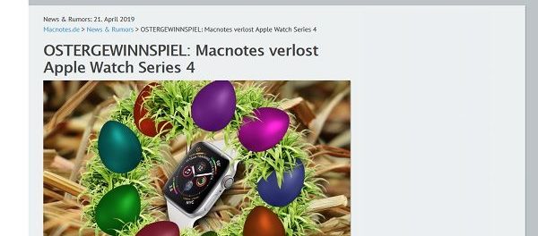 Ostergewinnspiel MacNotes verlost apple Watch Series 4