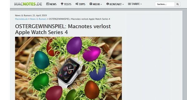 Ostergewinnspiel MacNotes verlost apple Watch Series 4