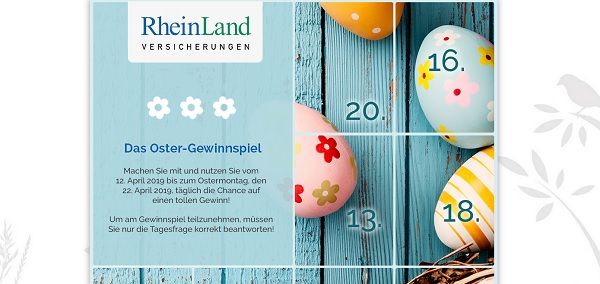 Ostergewinnspiel Rheinland Versicherungen Osterkalender 2019
