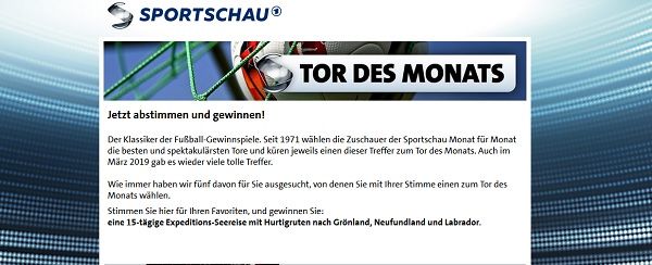 Sportschau Tor des Monats Gewinnspiel Grönland Seereise