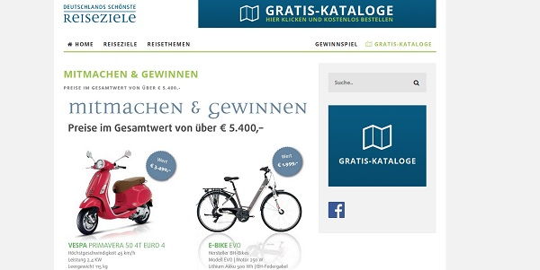 Vespa und E-Bike Gewinnspiel Deutschlands schönste Reiseziele