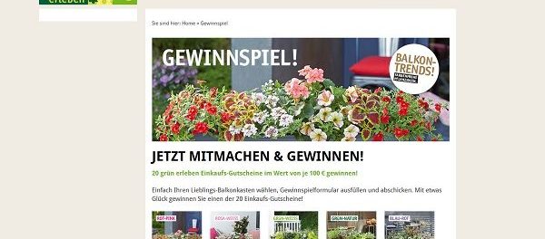 grün erleben Gewinnspiel 20 Gutscheine Balkonkasten