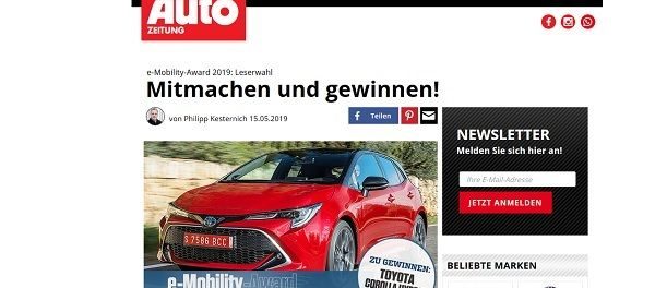 Auto-Gewinnspiel Toyota Corolla Hybrid gewinnen
