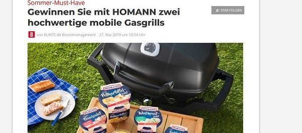 Bunte und Homann Gewinnspiel 2 mobile Gasgrill