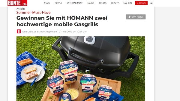 Bunte und Homann Gewinnspiel 2 mobile Gasgrill