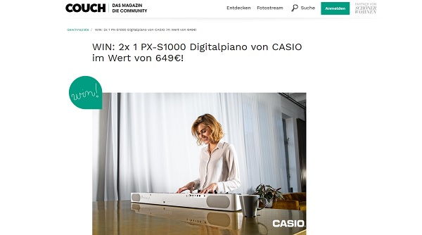 Casio Digitalpiano Gewinnspiel bei Couchstyle