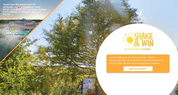 Center Parcs Gewinnspiel 10 Urlaube gewinnen