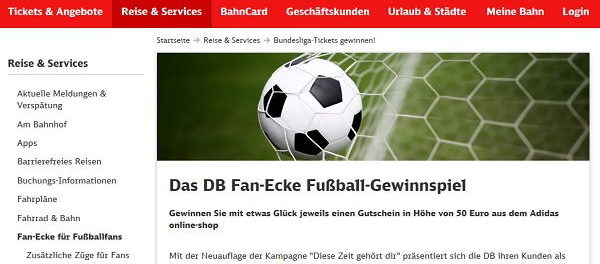Deutsche Bahn Gewinnspiel Adidas Online-Shop Gutscheine