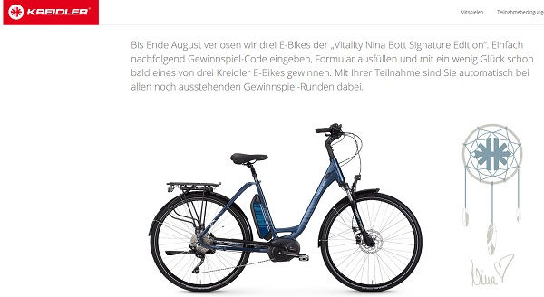 E-Bike Gewinnspiel Kreidler 3 Vitality Nina Bott Bikes